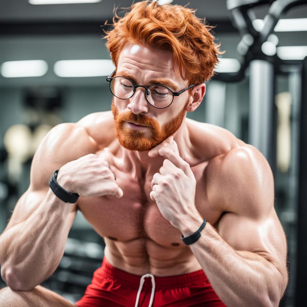 Redhead Hunk in Gym: A Digital Portrait