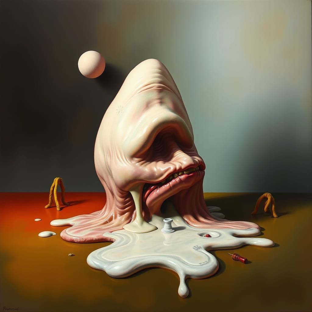 Surrealist Masterpiece Melting on Matte Background