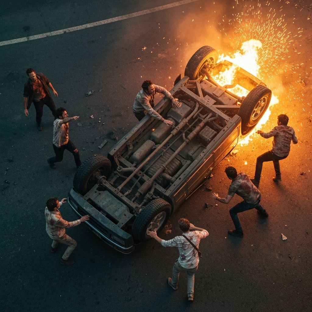 Aerial View of Action-Packed Fight Scene