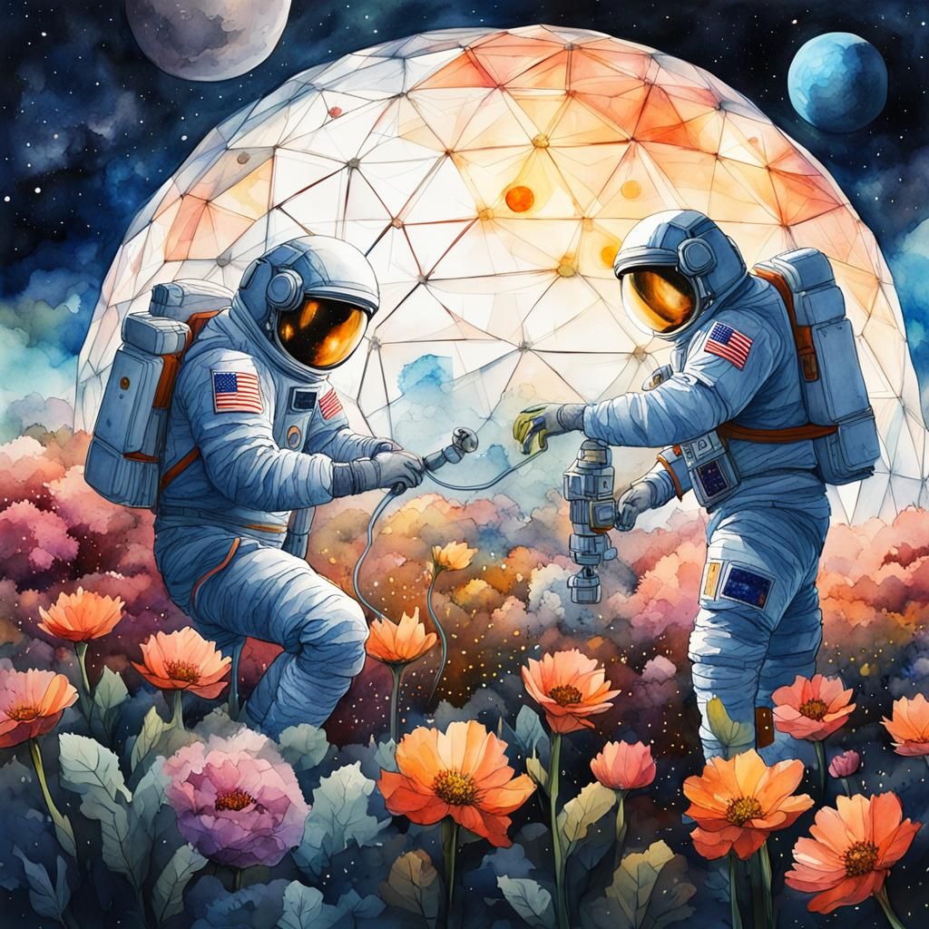 Lunar Gardeners Tend Martian Blooms in Dome