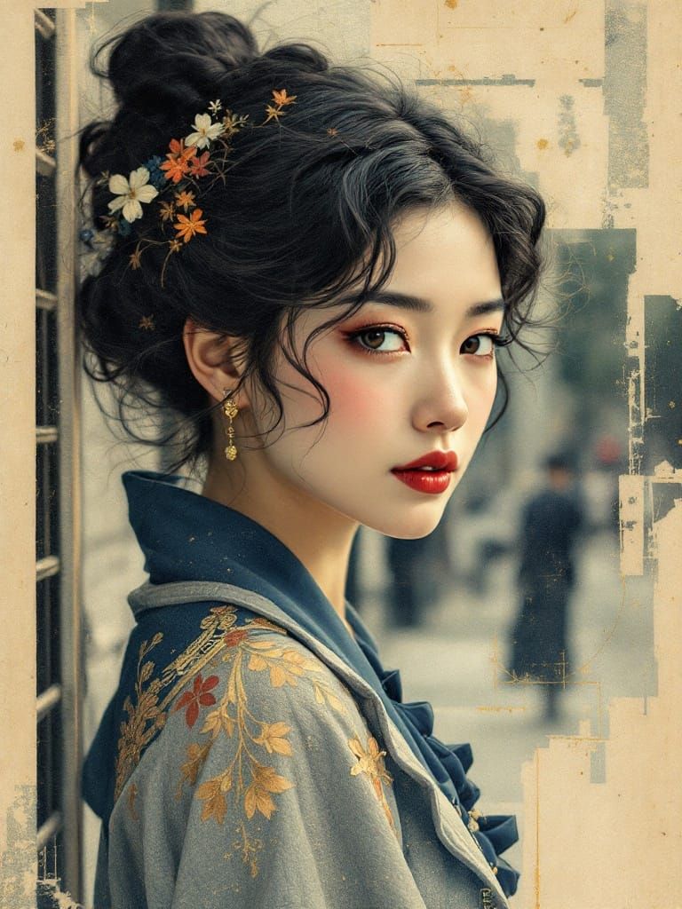 Intimate Asian Beauty in Soft Focus, 1920s Art Deco Inspirat...