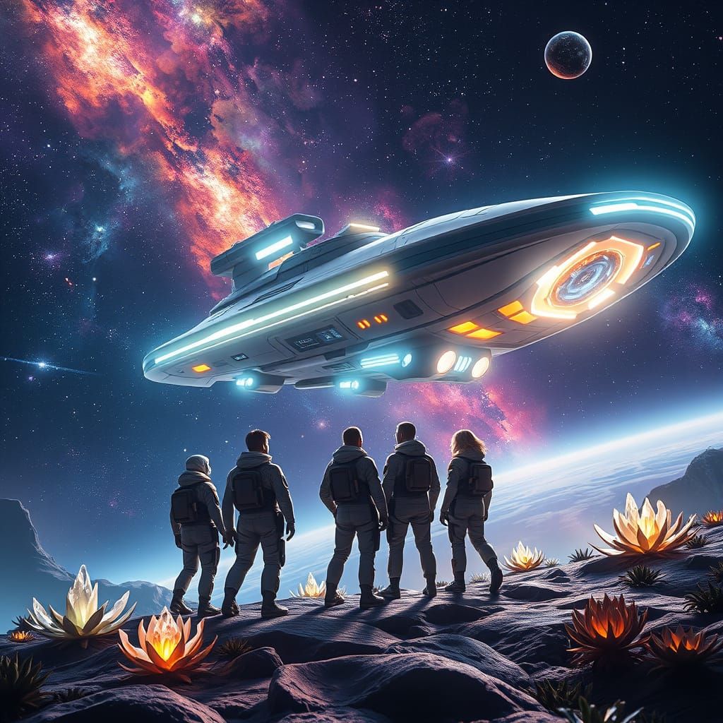 Starship Crew Aboard Alien Planet