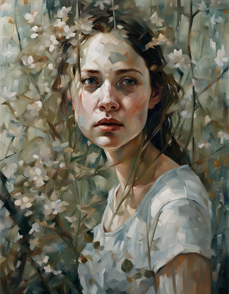 Expressive Portrait of a Woman in Contemporary Realism Style