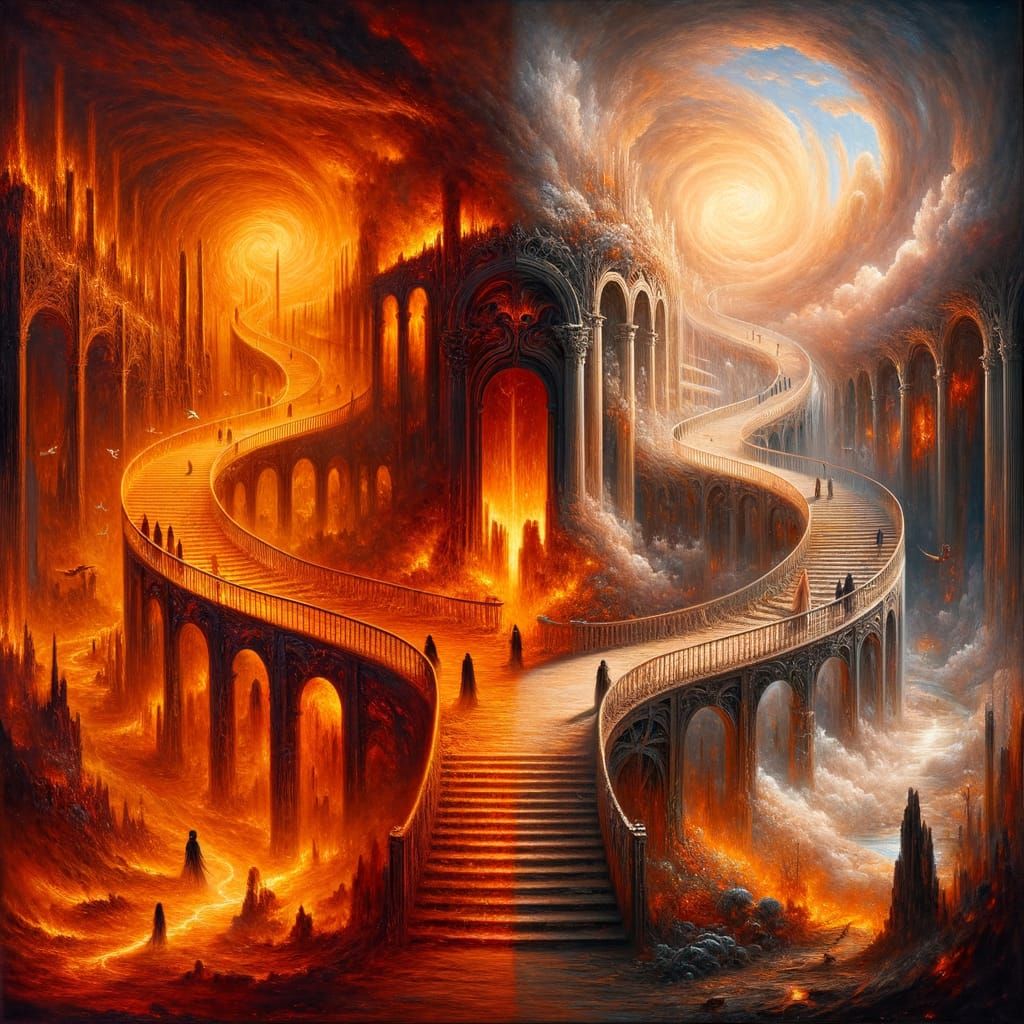 Contrasting Afterlife Paths in a Phantasmagorical Landscape