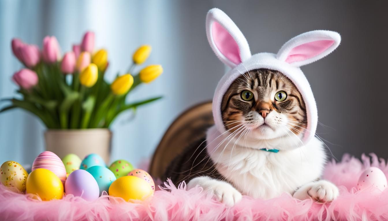 Cat Dressed as Easter Bunny: Professional Photography
