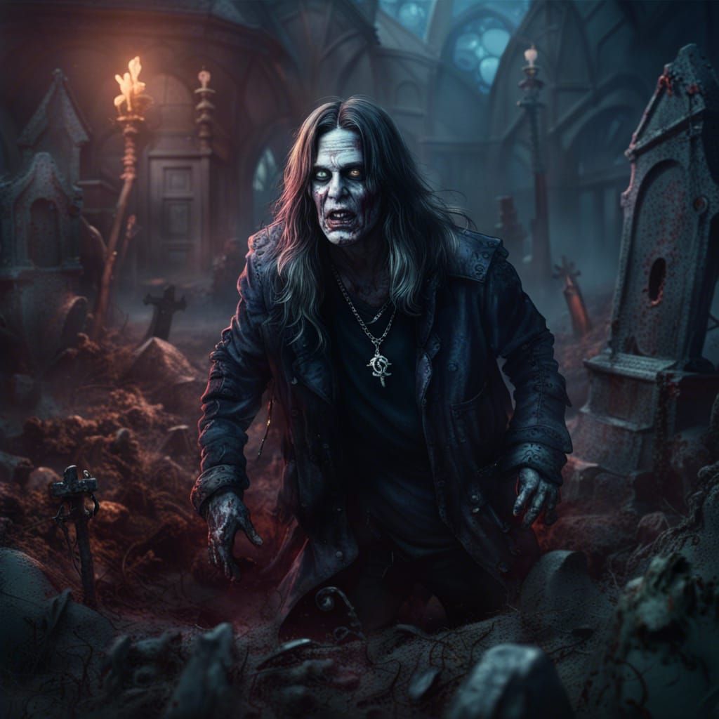 Zombie Ozzy Osbourne Graveyard Matte Painting