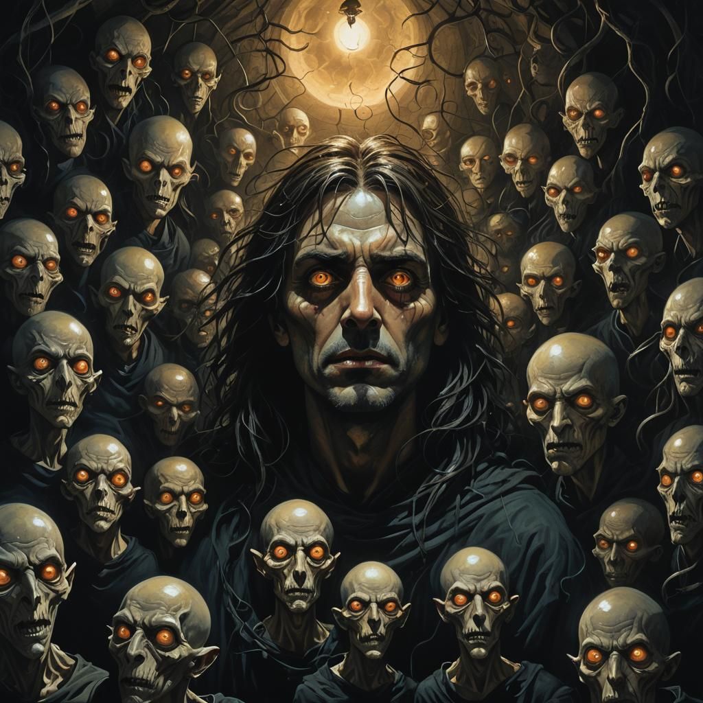 Eerie Chamber Portrait in Dark Surrealism