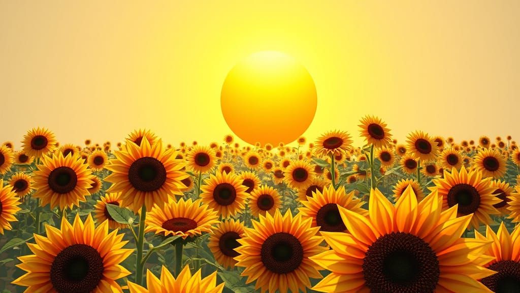 Origami Sunflowers in 3D Cinematic Style