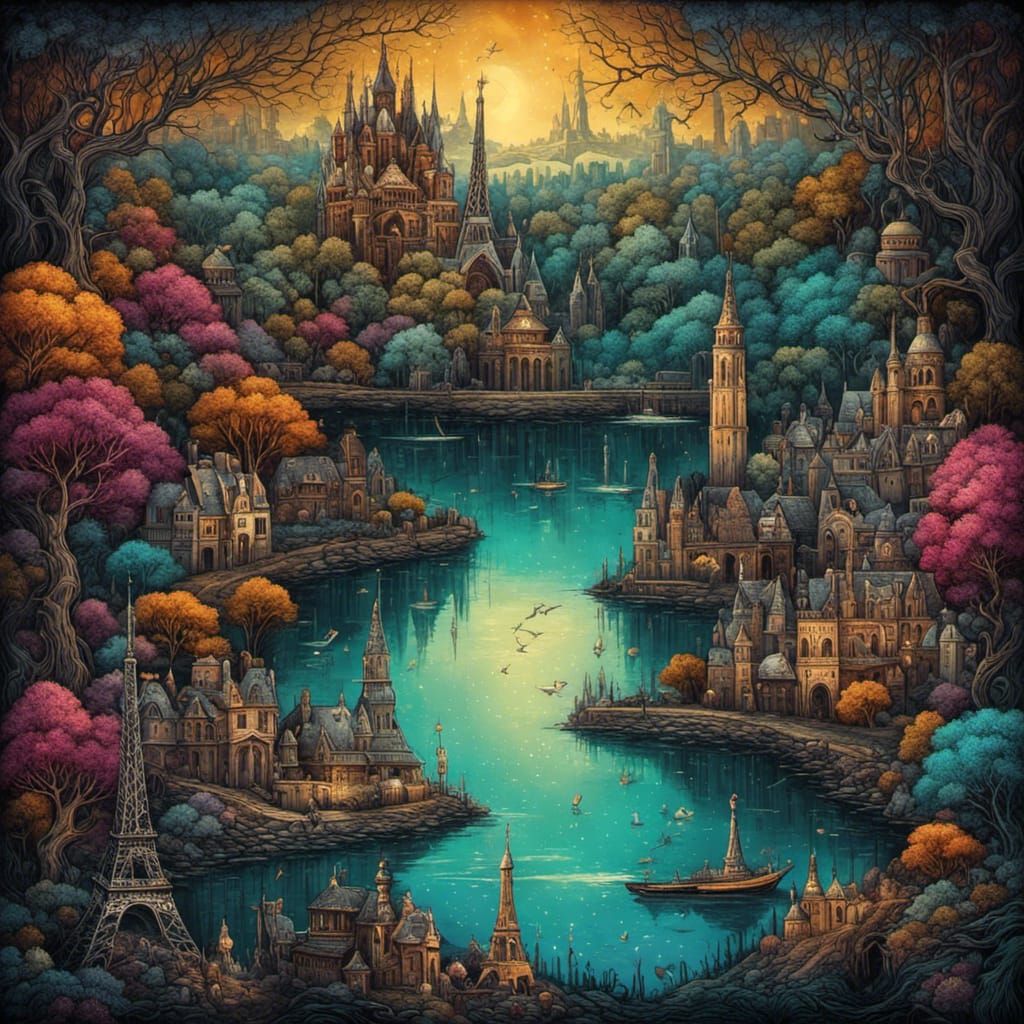 Paris Storybook Illustration in Vintage Style