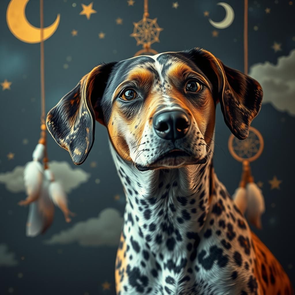 Realistic 3D Catahoula Cur in Dreamy Setting