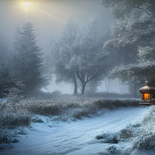 Winter Solstice Bell Ringer in Mystical Forest