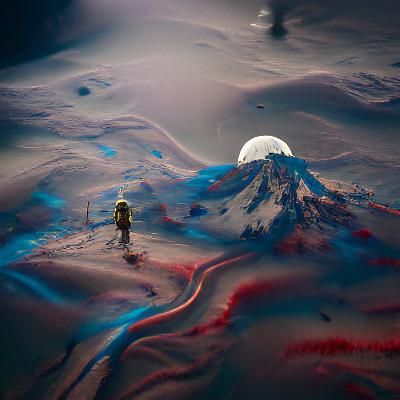 Mount Rainier on the Moon with Astronaut