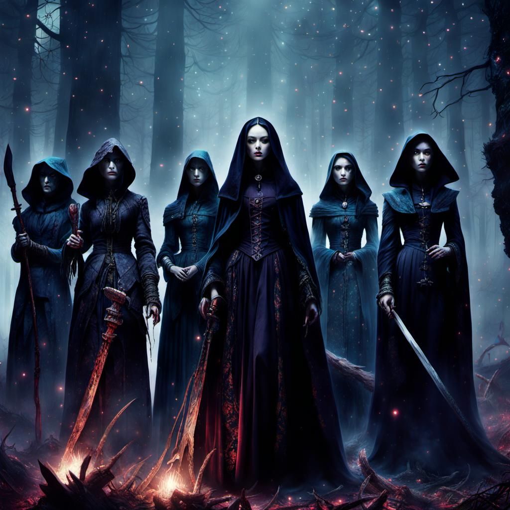 Victorian Witch Coven in Gothic Setting