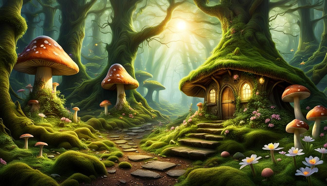 Tiny houses of enchanted forest inhabitants