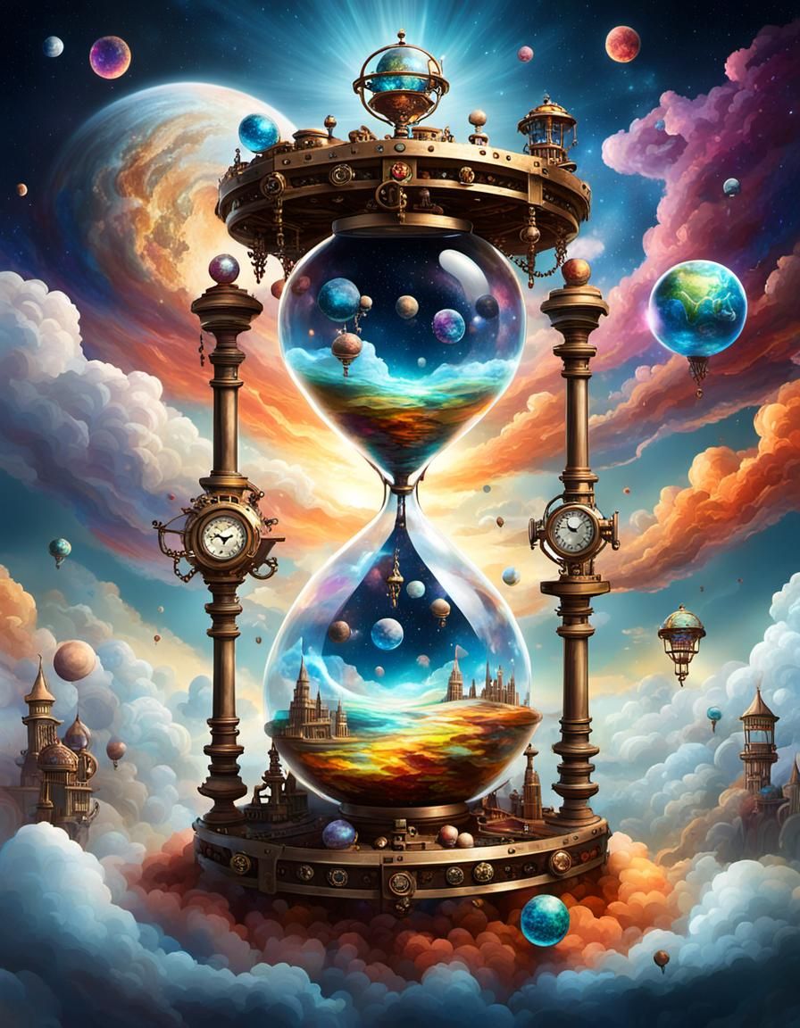 Steampunk Hourglass Controls Time and Space