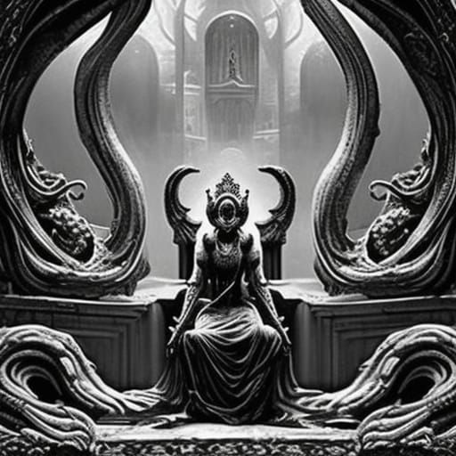 Dark Fantasy Stone Carving of a Queen Sheela