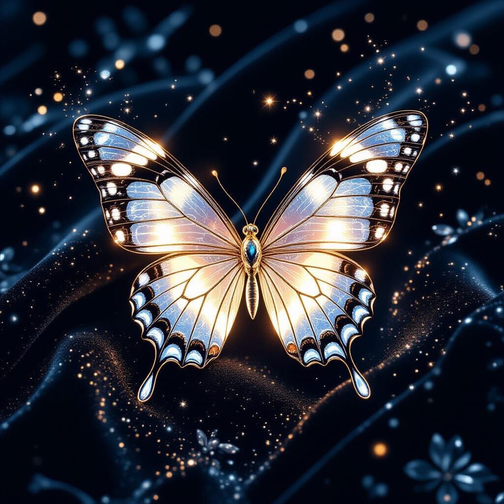 Crystallized Butterflies Dancing in Mystical Light