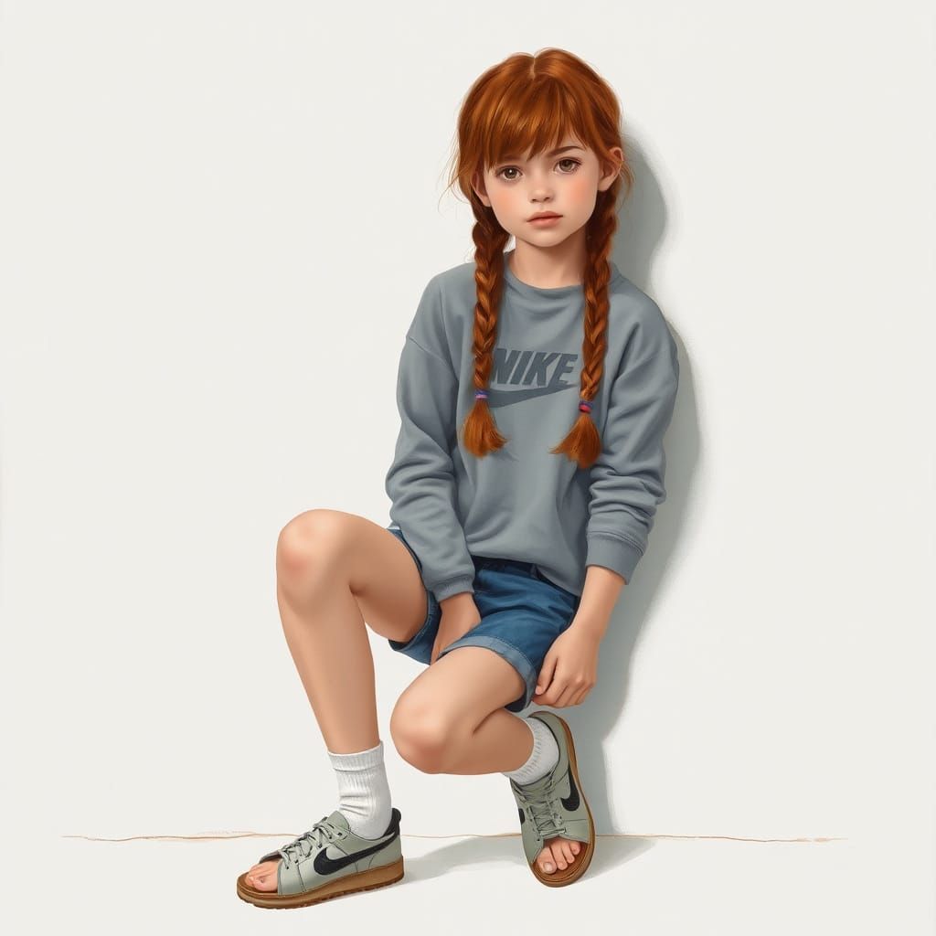 Girl with Braids in Casual Pose