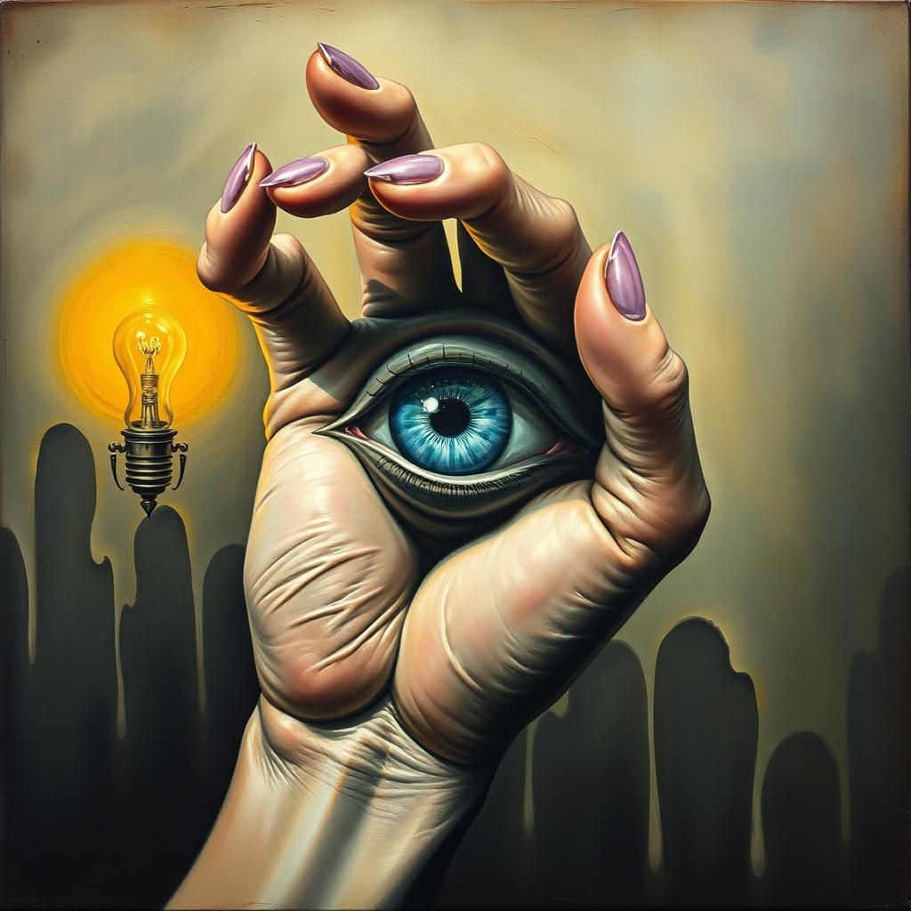 Surreal Hand of Medusa Blinds Lamp in Dali Style