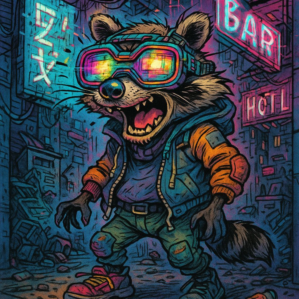 A cyberpunk raccoon !