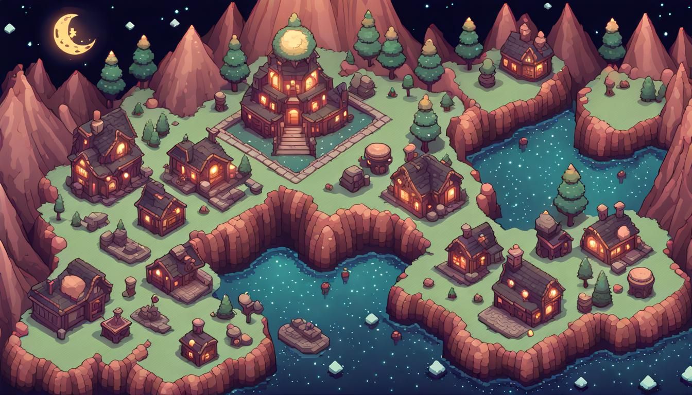 Craftcore Lunar Christmas Map in Pixel Art