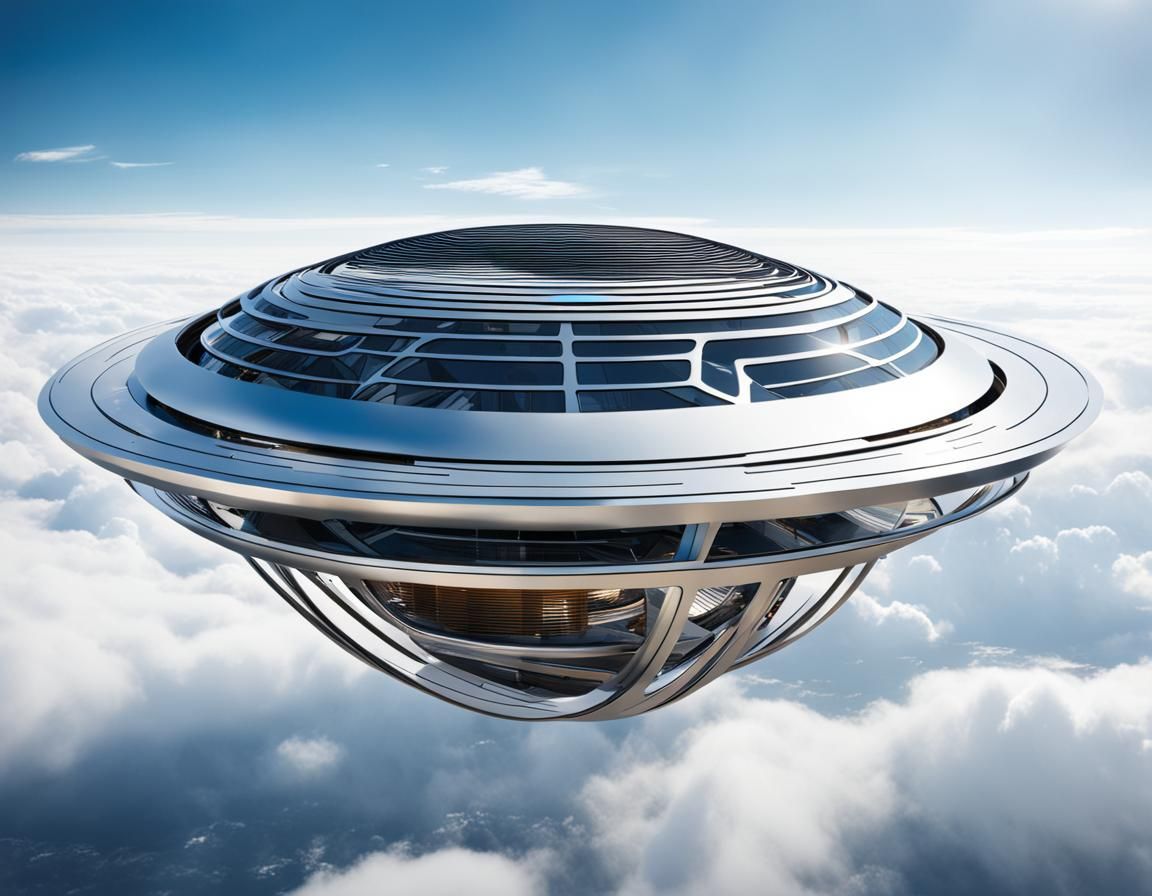 Futuristic High-Tech Nest Floating in the Sky