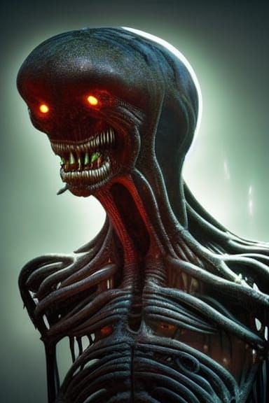 Disturbing Alien Demon in Giger Style