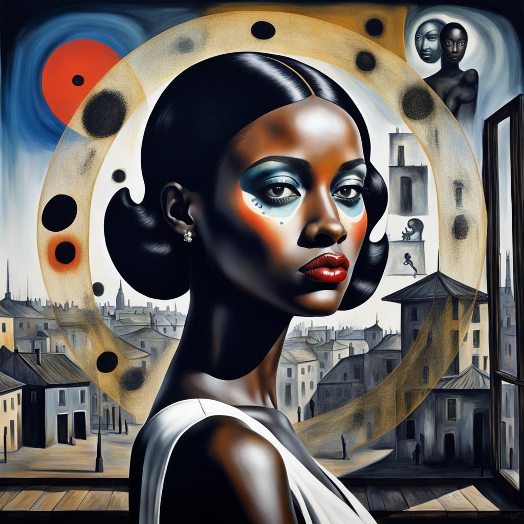 African Beauty in Surreal Expressionist Portrait