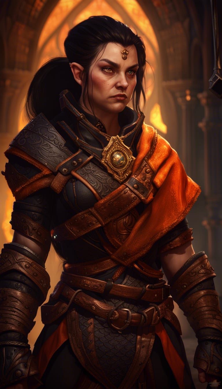 Noble Female Dwarf in Dark Fantasy Style