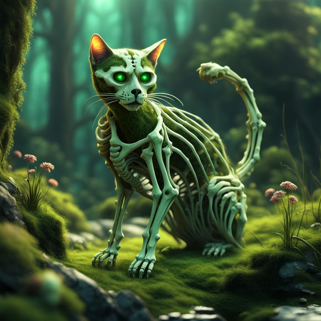 Skeleton cat mossy
