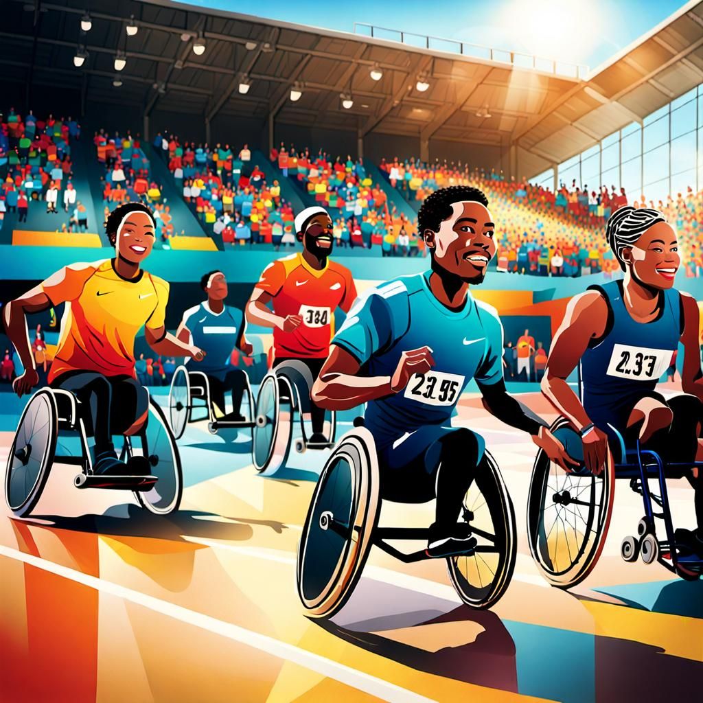 Inclusive Sports Scene with Energetic Brushstrokes