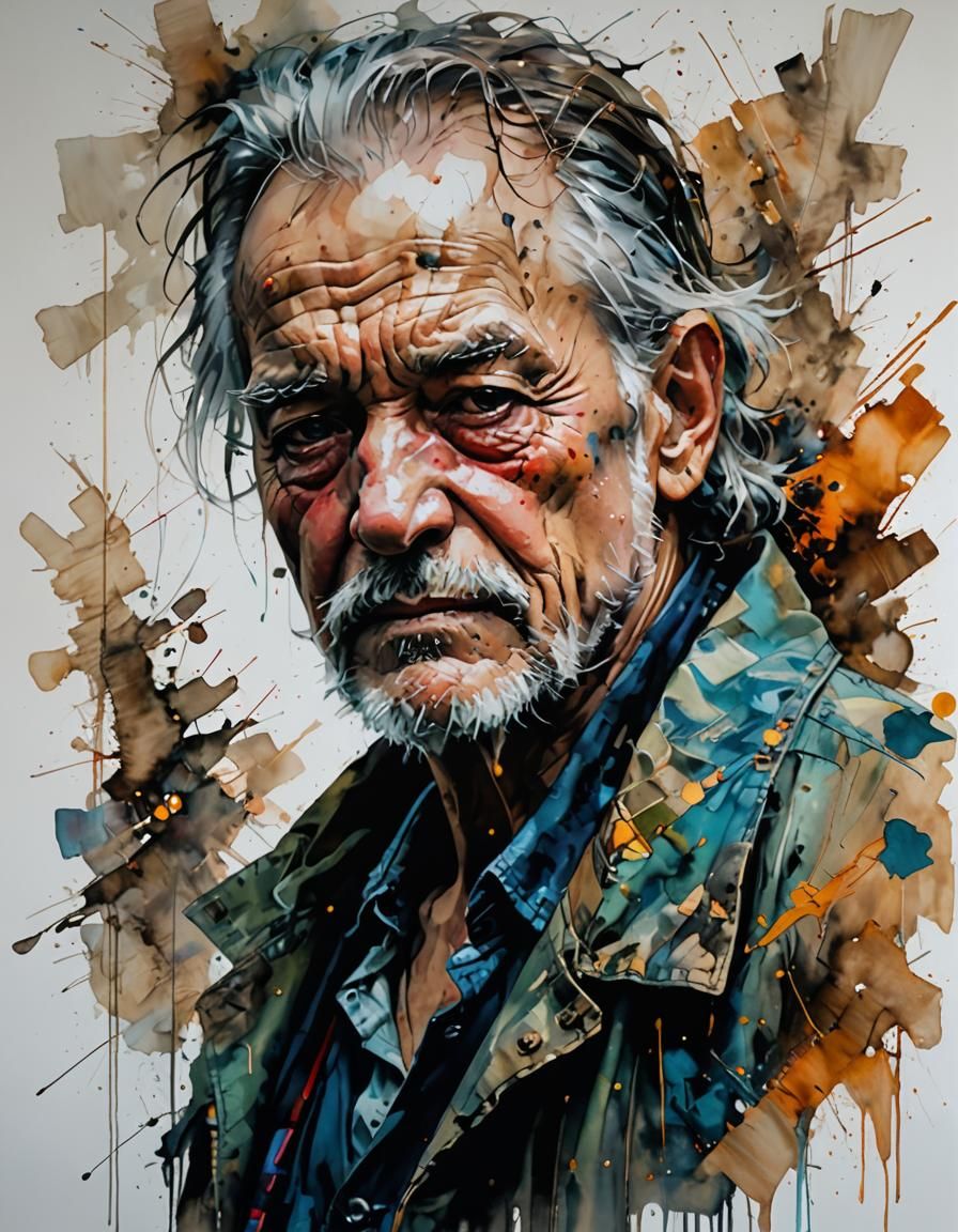 Rock 'n' Roll Old Man: A Detailed Alcohol Ink Art