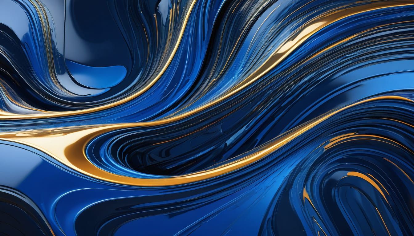 Sleek Metallic Harmony in Vibrant Cobalt Blue and Golden Ora...