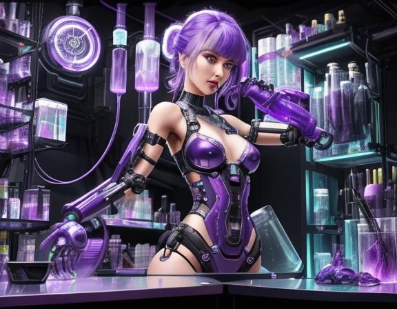 Cyberpunk Mad Scientist with Robotic Arm