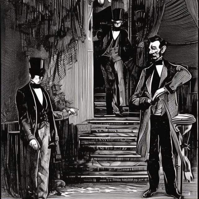 Lincoln in Parisian Brothel: Synthwave Woodcut