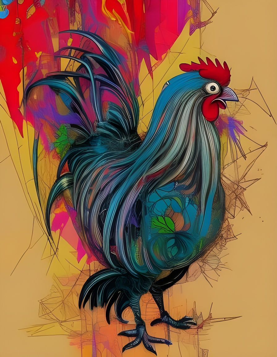 Cartoon Rooster Character in Whimsical Style