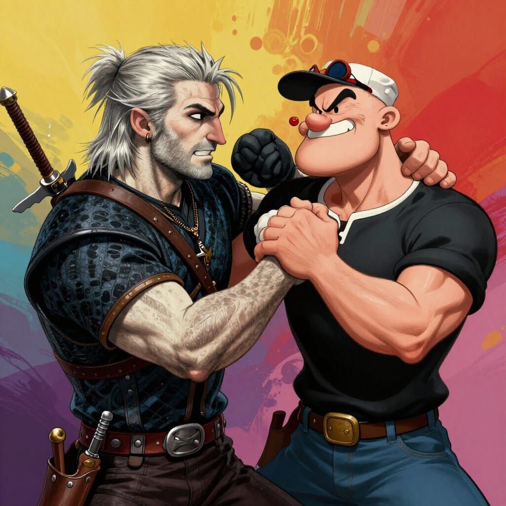 Witcher Battles Popeye in Dramatic Splash Art