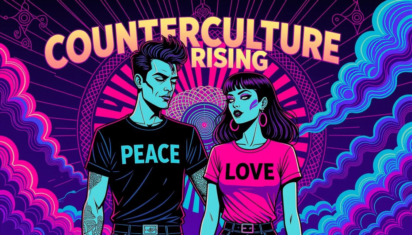 Dancing Punk and Goth Couple in Dystopian Futurism