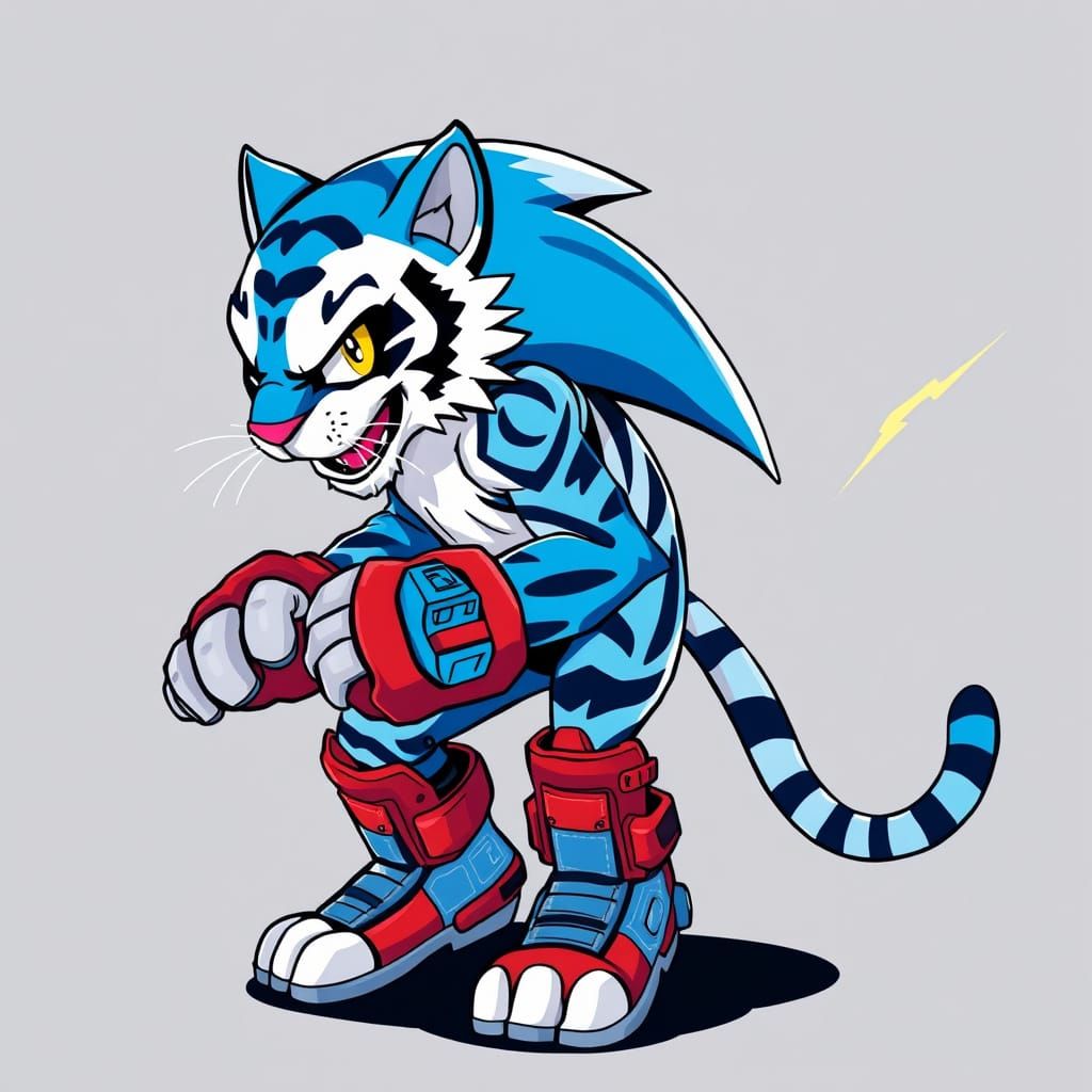 Sonic the Tiger: A Reimagining in Cyberpunk Style