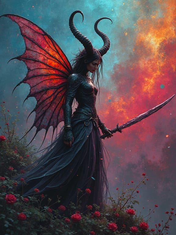 Dark Elven fairy with sword