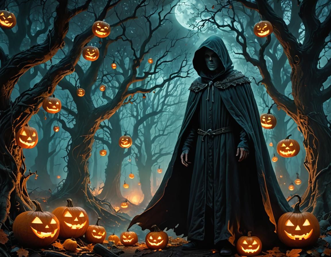 Ethereal Ghostly Figure in Misty Forest