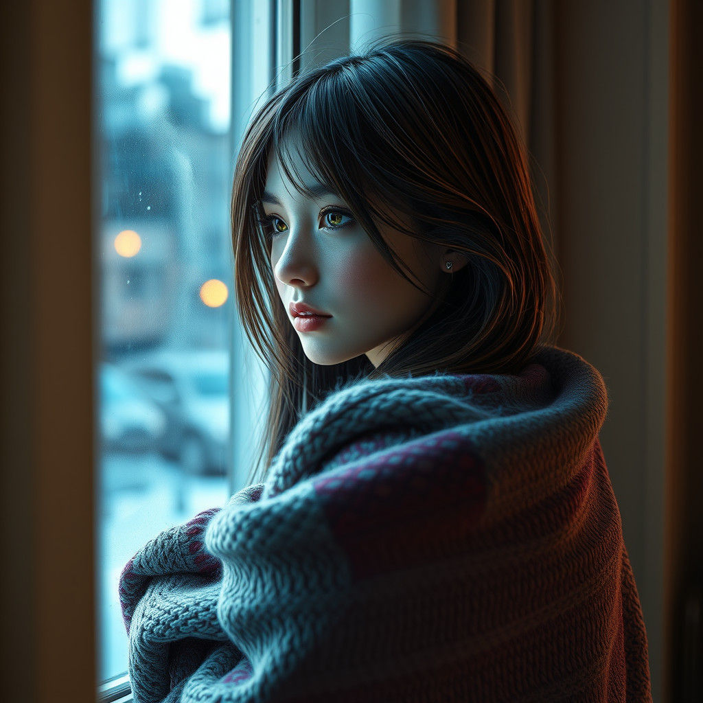 Girl at Window: Hyperdetailed Artgerm-Style Portrait