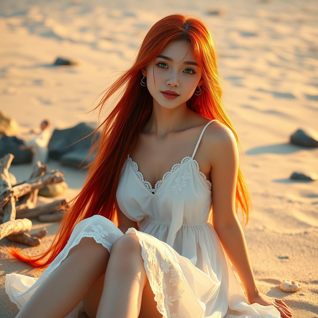 Feminine portrait on the beach
