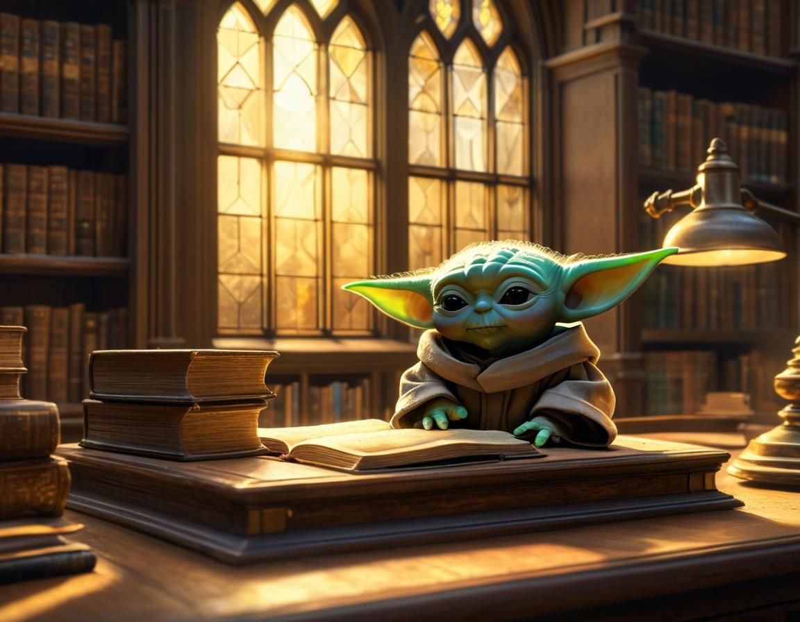 Baby Yoda Studies Ancient Tomes: Victorian Era Art