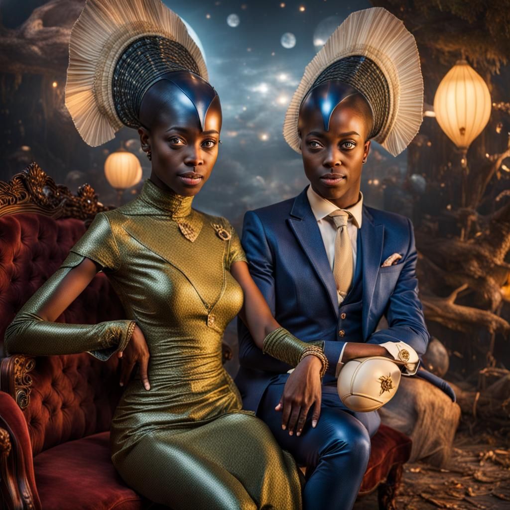 Surreal Alien Restaurant Celebration in Dreamy Style