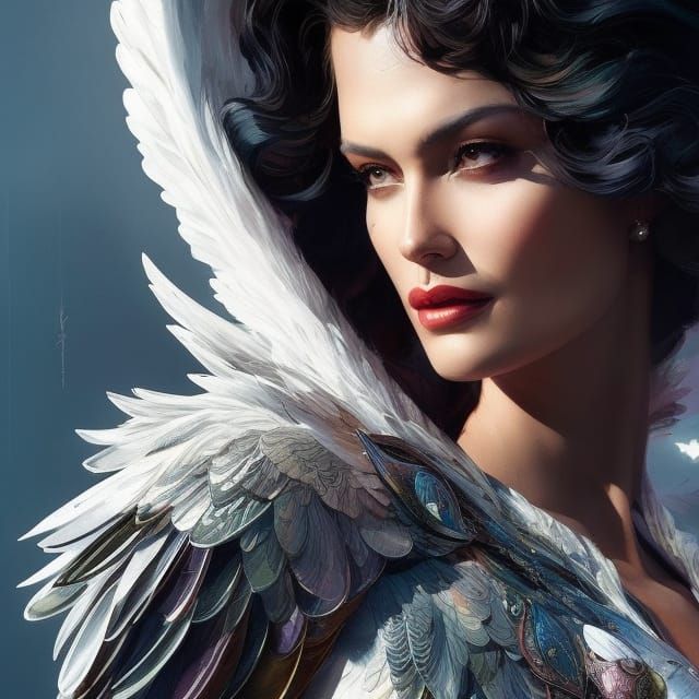Beautiful Angel Portrait with Stunning Wings