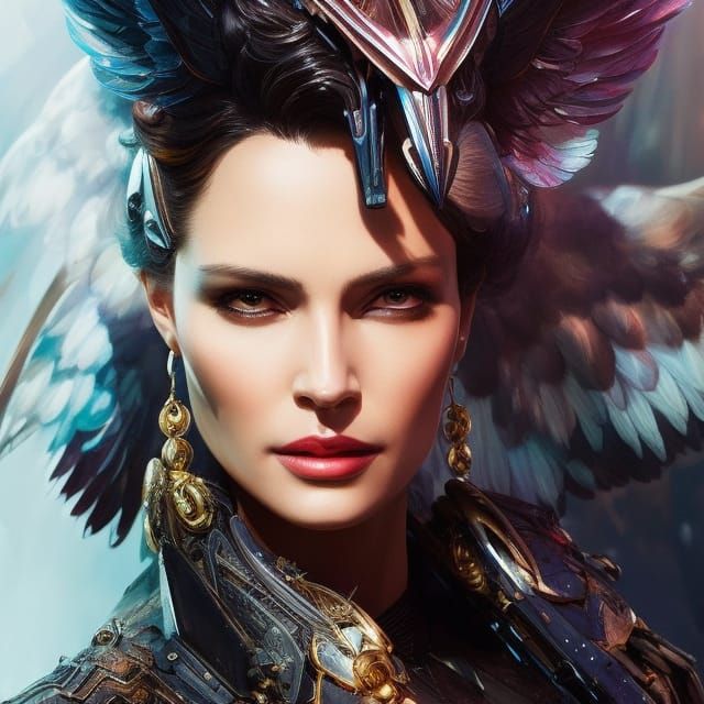 Beautiful Angel Portrait in Ink Splash Art Style