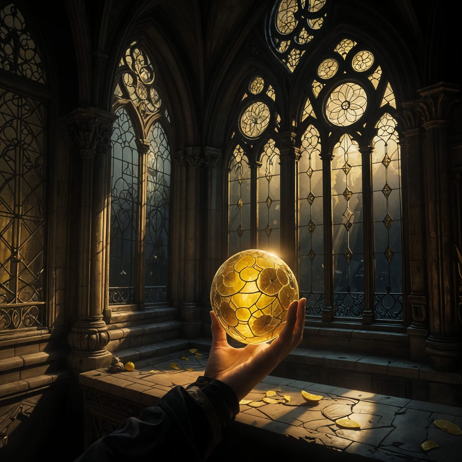 Mysterious Seeress Holding a Glowing Orb