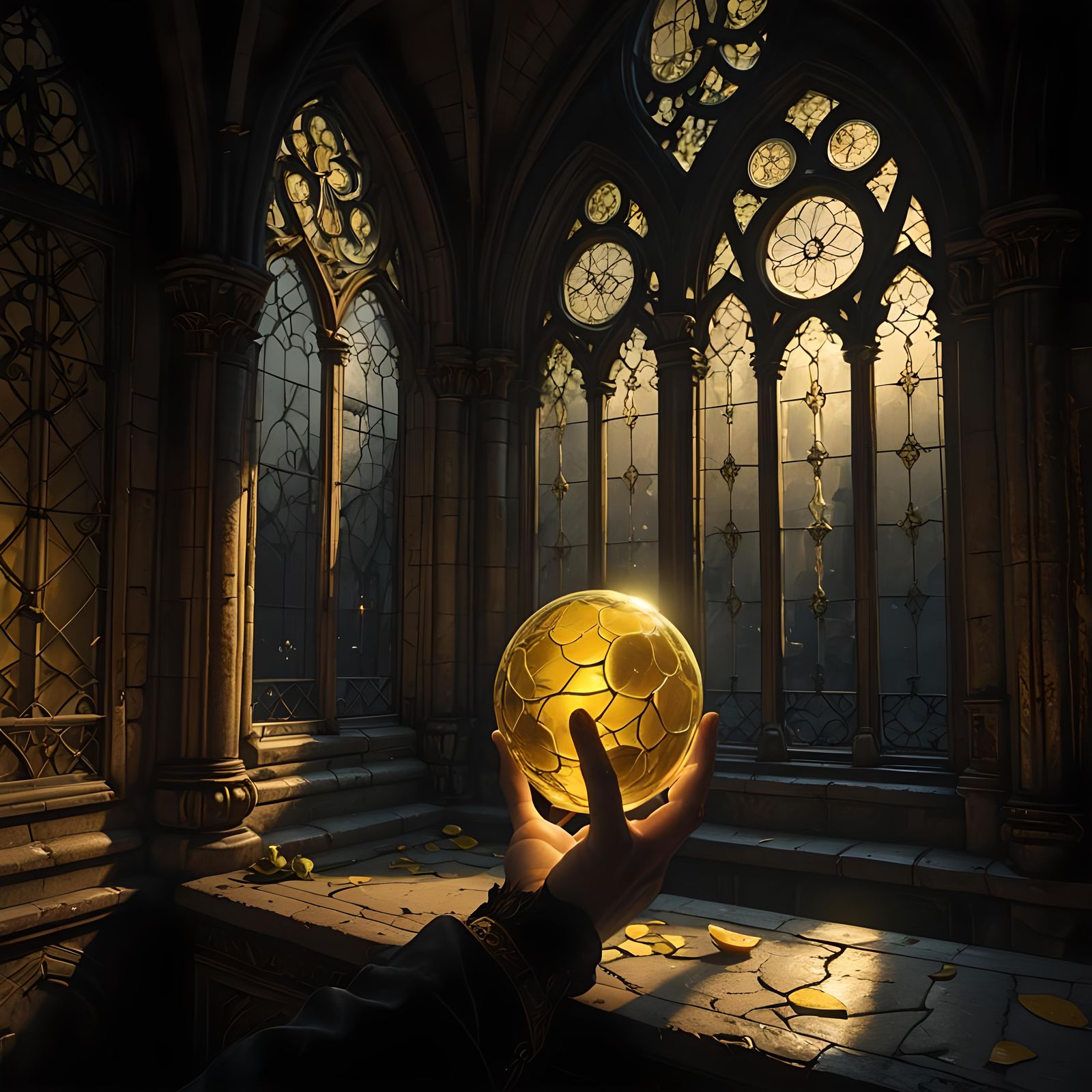 Mysterious Seeress Holding a Glowing Orb