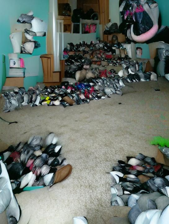 An Abundance of Shoes Generated by AI
